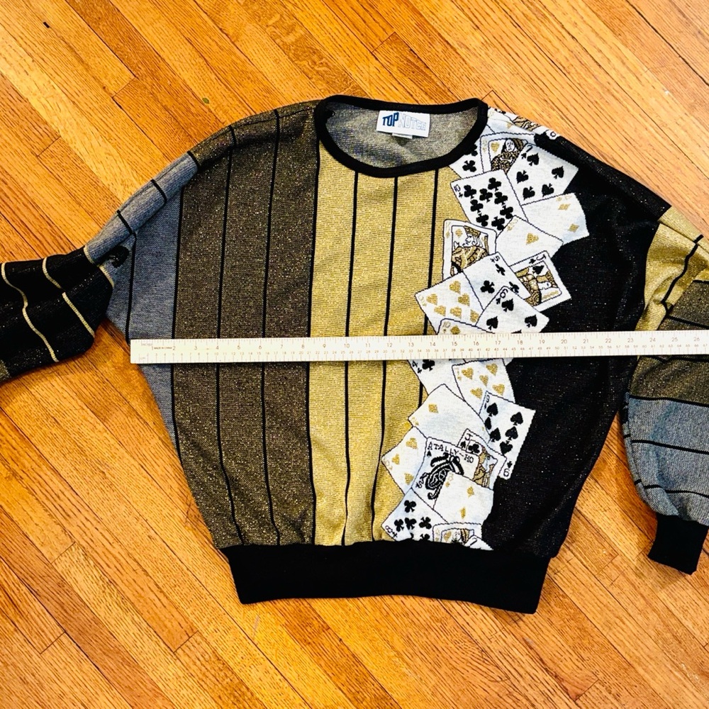 Vintage Novelty Playing Cards Sweater - Med - Picture 12 of 13